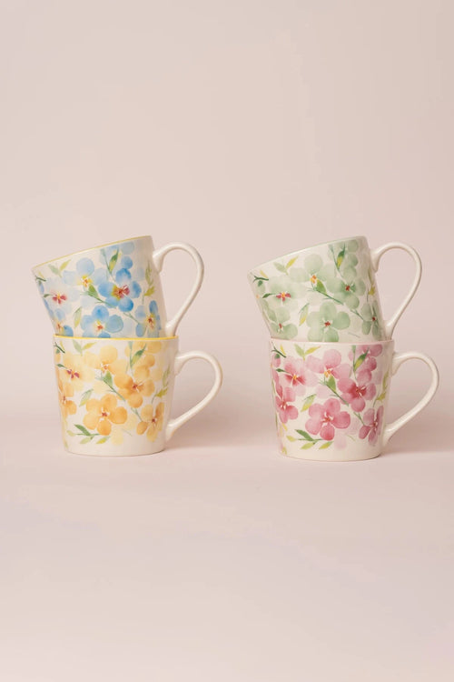 Set Of 4 Floral Mugs