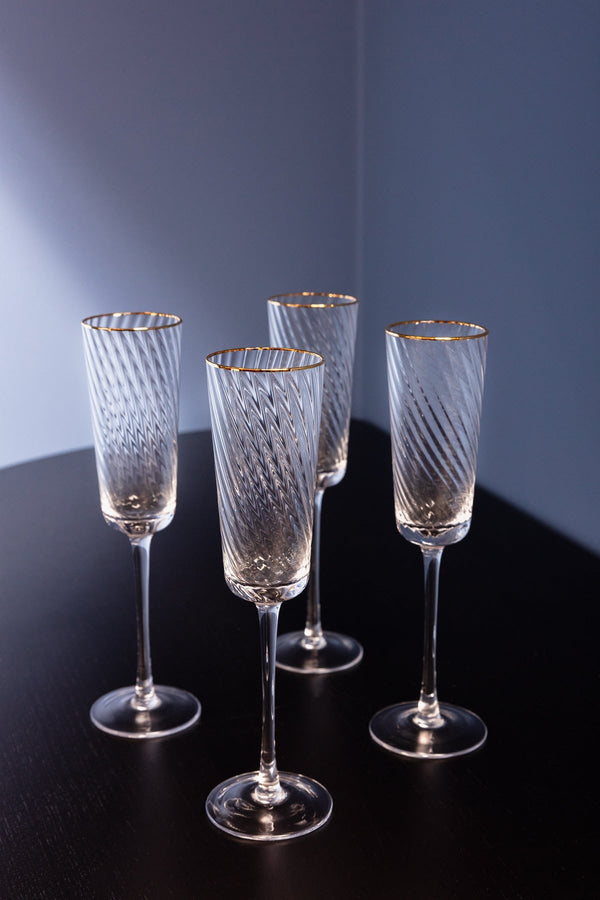 Carraig Donn Set of 4 Gold Trimmed Champagne Flutes
