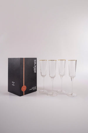Carraig Donn Set of 4 Gold Trimmed Champagne Flutes
