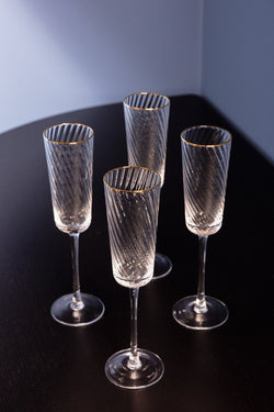 Carraig Donn Set of 4 Gold Trimmed Champagne Flutes