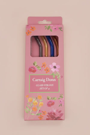 Carraig Donn Set of 4 Multicolour Glass Straws