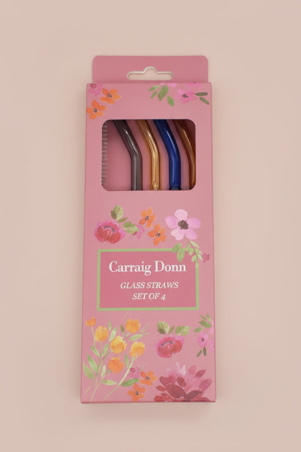 Carraig Donn Set of 4 Multicolour Glass Straws