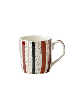 Carraig Donn Set Of 4 Striped Brown Mugs