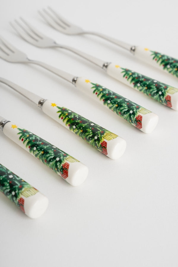 Carraig Donn Set Of 6 Christmas Tree Pastry Forks