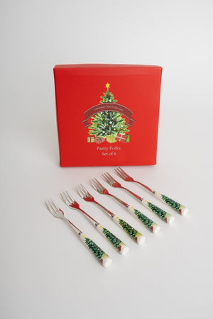 Carraig Donn Set Of 6 Christmas Tree Pastry Forks