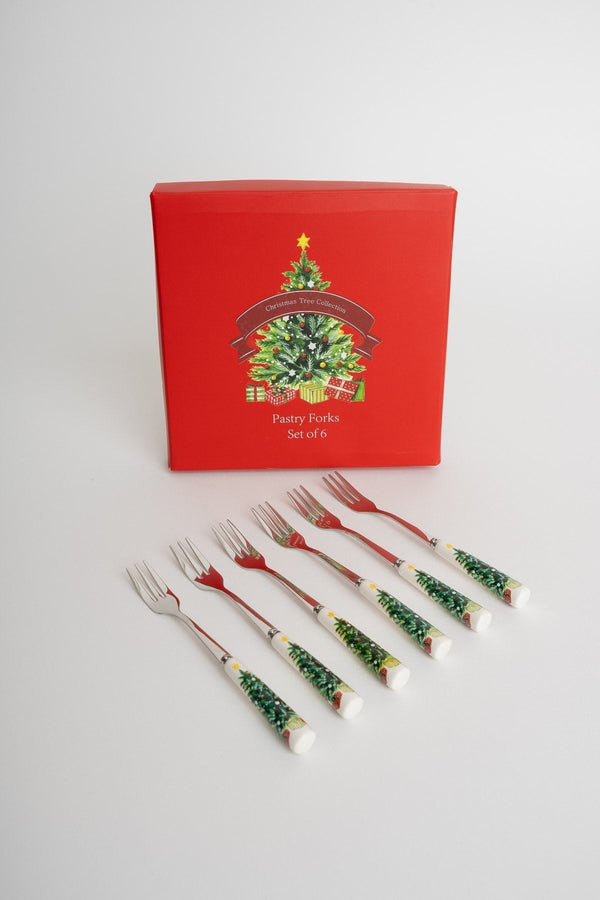 Carraig Donn Set Of 6 Christmas Tree Pastry Forks