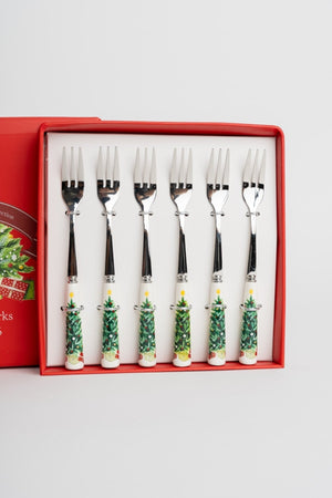 Carraig Donn Set Of 6 Christmas Tree Pastry Forks