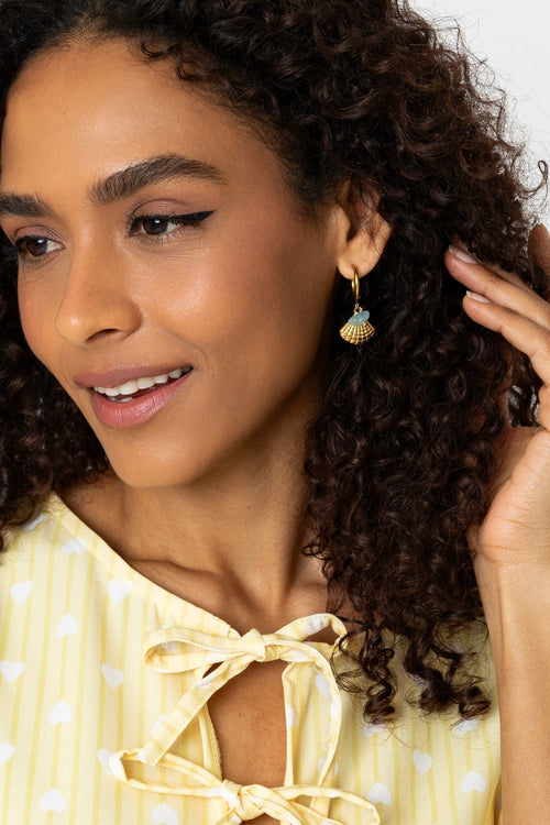 Shell Gold Hoop Earrings