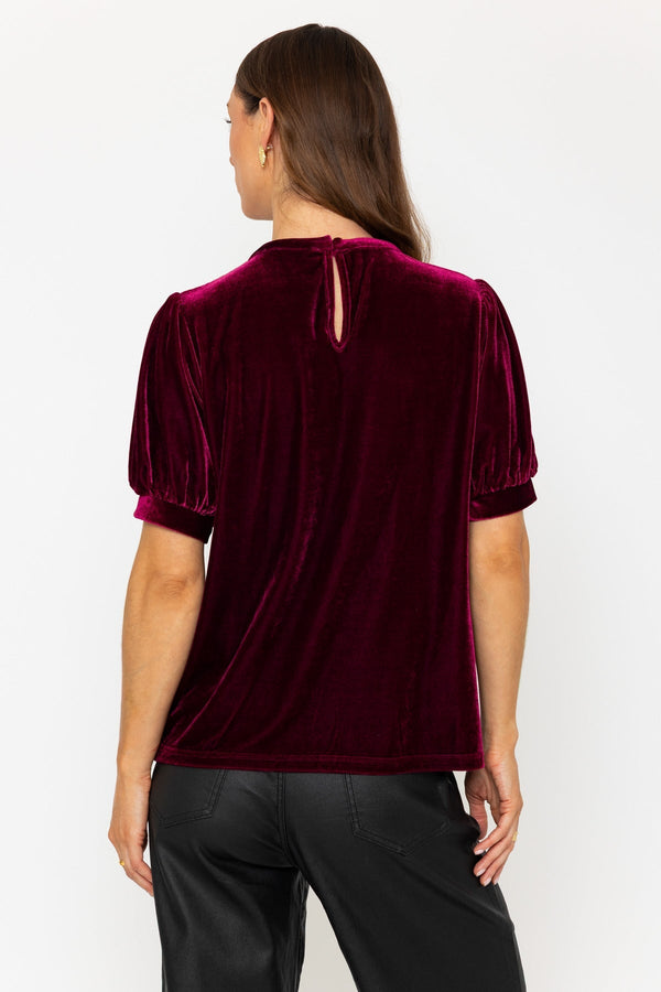 Carraig Donn Short Sleeve Burgundy Velvet Top