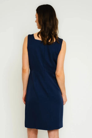 Carraig Donn Short Sleeve Detachable Lace Top Dress in Navy