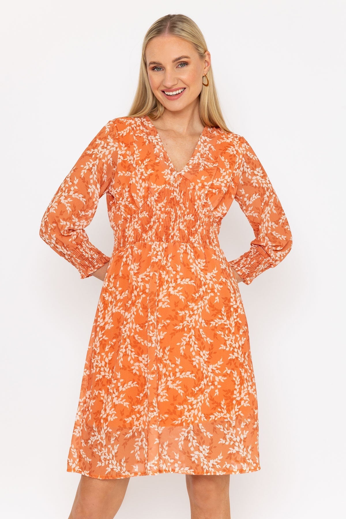 Sienna Orange Knee Length Dress