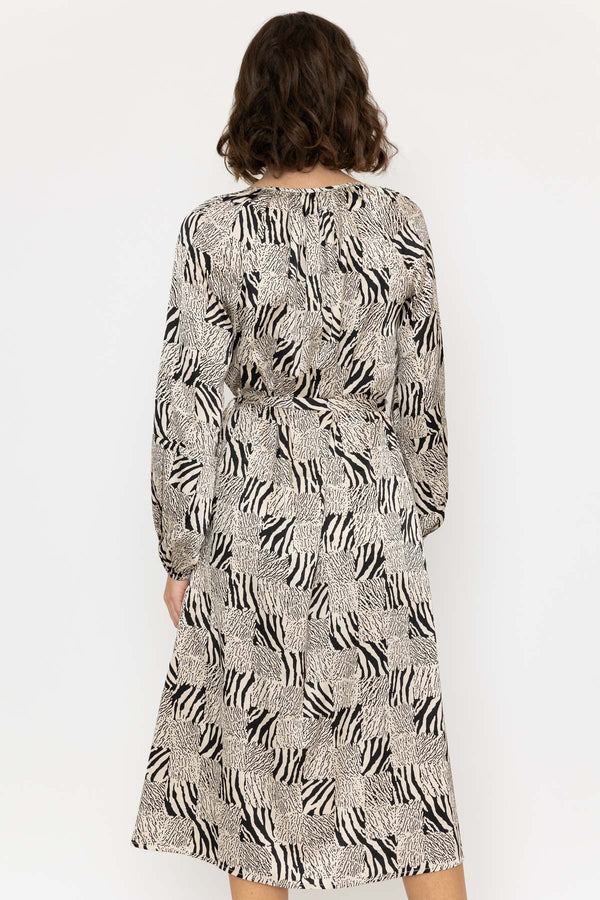 Carraig Donn Silky V Neck Midi Dress in Mono Print