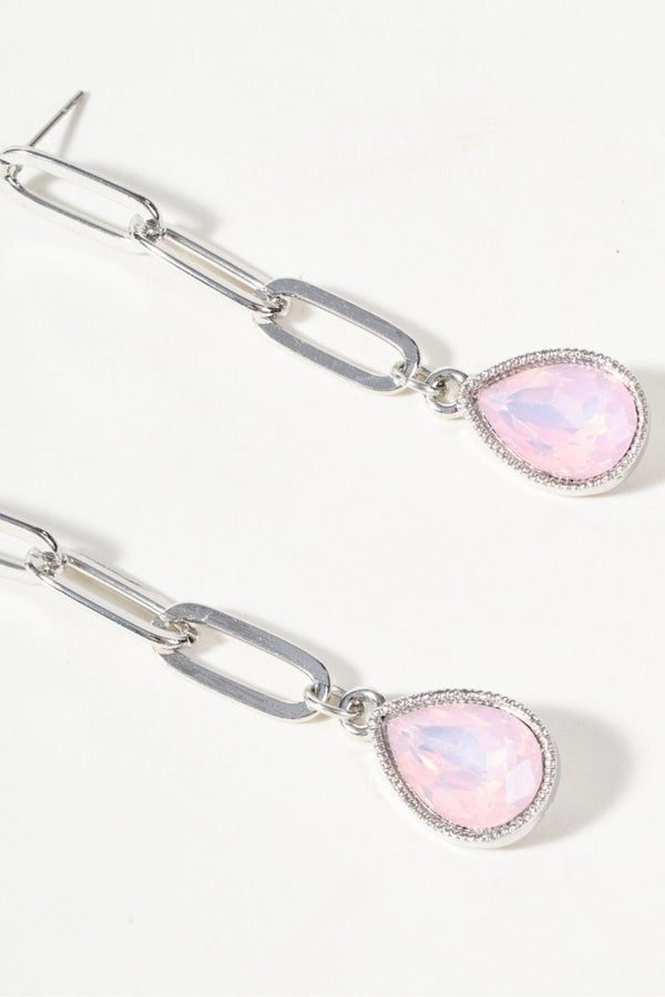 Carraig Donn Silver And Pink Drop Earrings