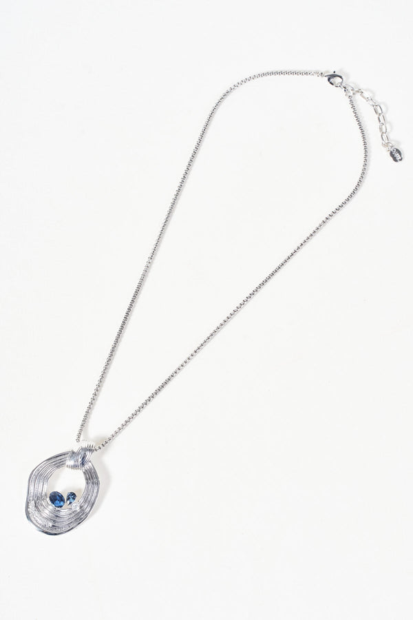Carraig Donn Silver Blue Stone Inset Necklace