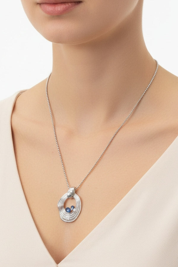Carraig Donn Silver Blue Stone Inset Necklace