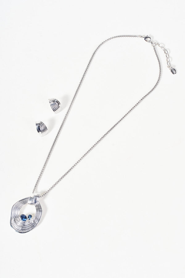 Carraig Donn Silver Blue Stone Inset Necklace