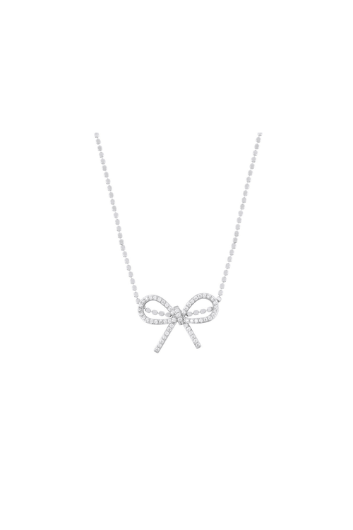 Silver Bow Ball Chain Necklace