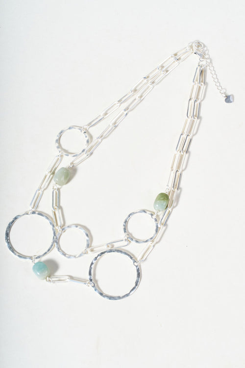 Silver Circle & Stone Necklace