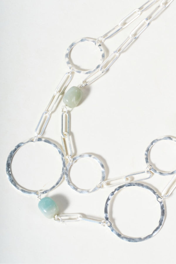 Carraig Donn Silver Circle & Stone Necklace