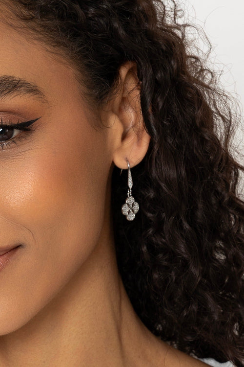 Silver Clover Drop Earrings