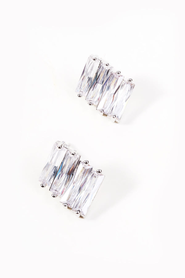 Carraig Donn Silver Diamante Stud Earrings