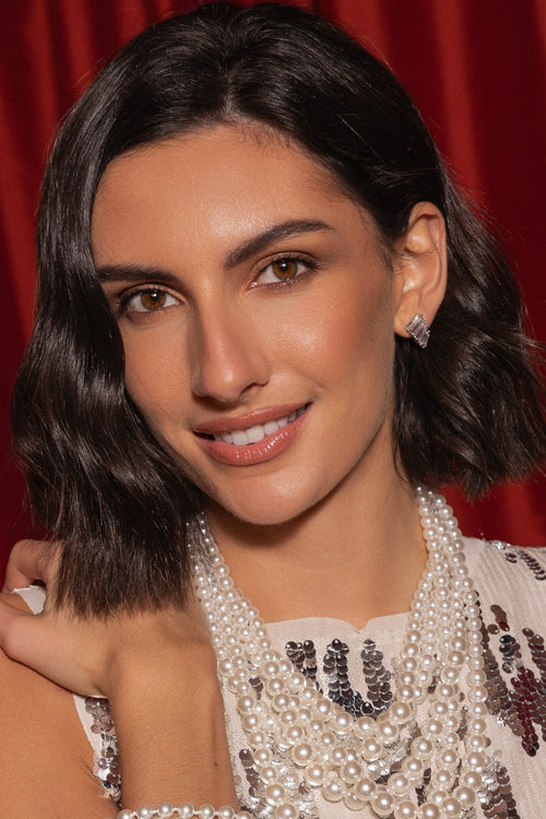 Silver Diamante Stud Earrings