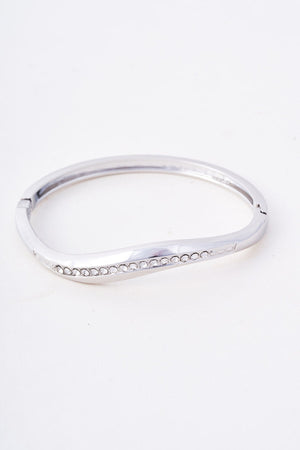 Carraig Donn Silver Diamante Wave Bangle