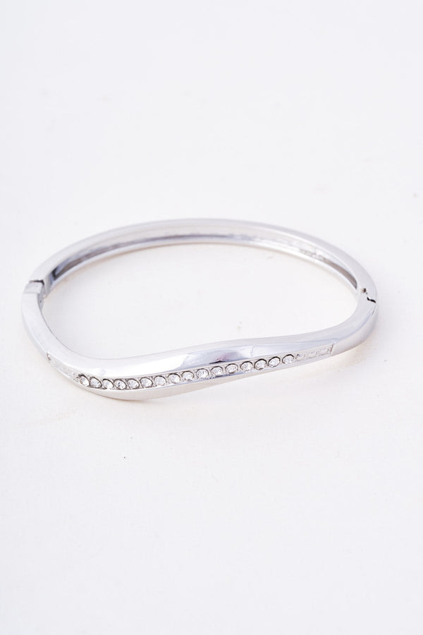 Carraig Donn Silver Diamante Wave Bangle