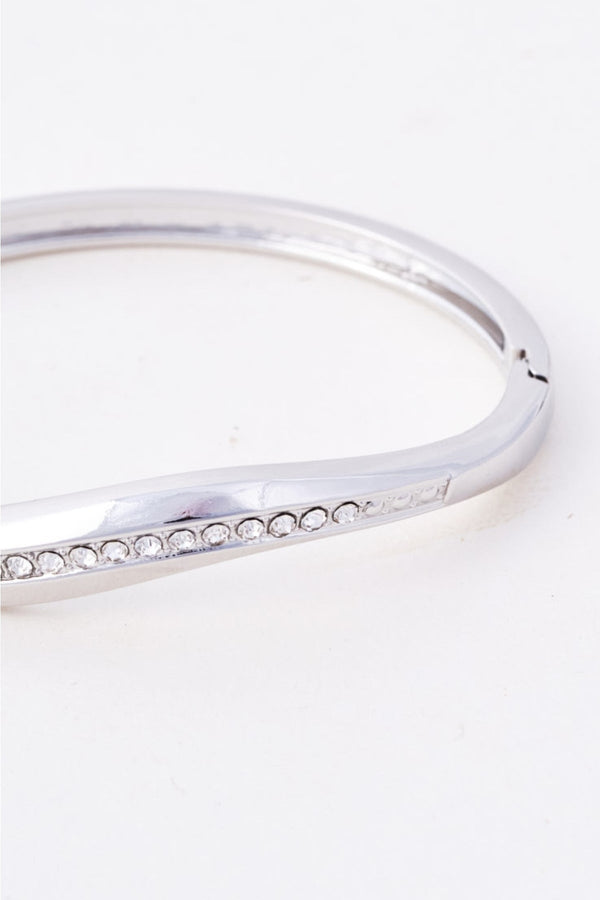 Carraig Donn Silver Diamante Wave Bangle
