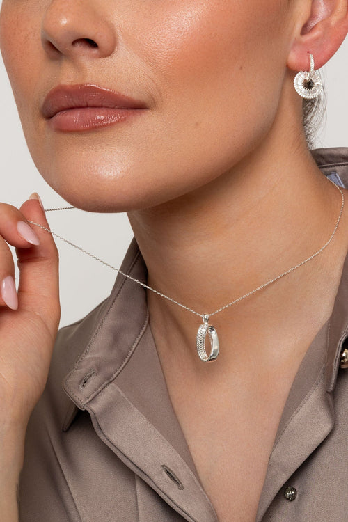 Silver Drop Pendant Necklace with Cubic Zirconia