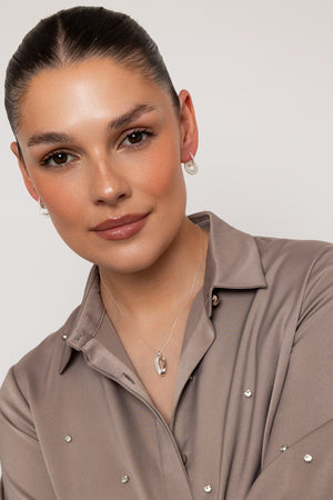 Carraig Donn Silver Drop Pendant Necklace with Cubic Zirconia