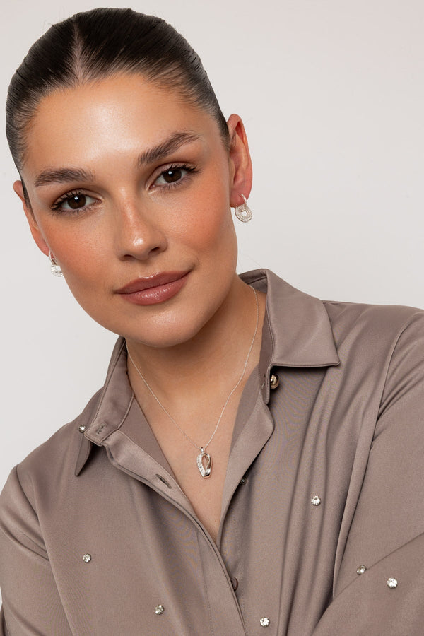 Carraig Donn Silver Drop Pendant Necklace with Cubic Zirconia