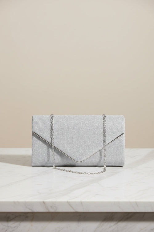 Silver Envelope Clutch Bag