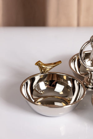 Carraig Donn Silver & Gold Love Birds Triple Dish