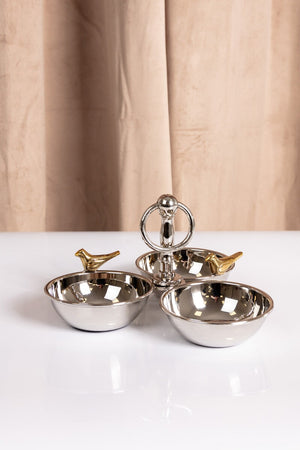 Carraig Donn Silver & Gold Love Birds Triple Dish
