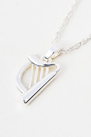 Carraig Donn Silver Harp Pendant Necklace