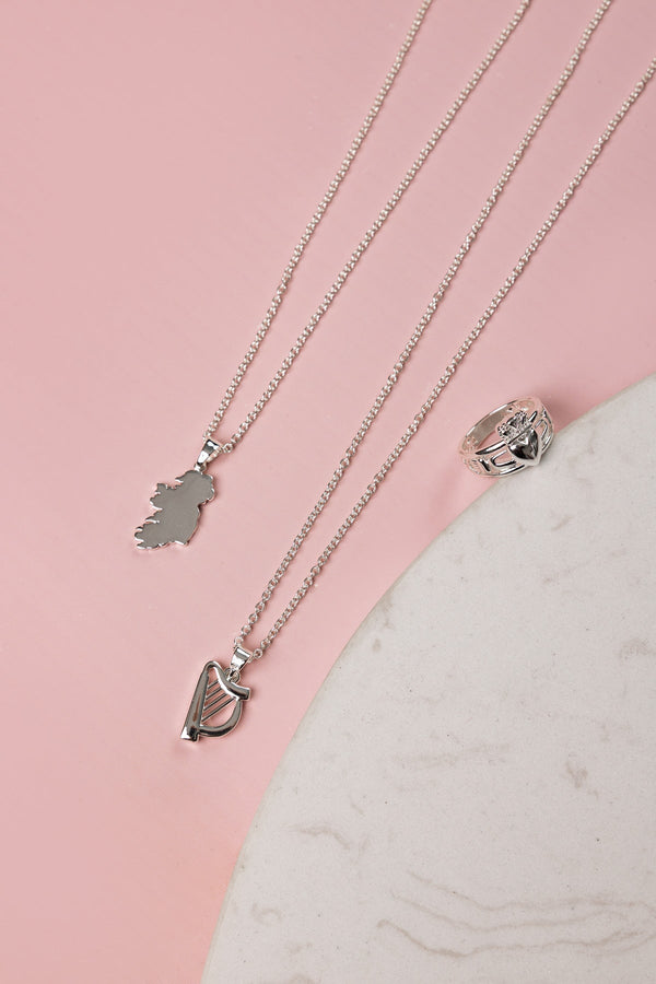 Carraig Donn Silver Harp Pendant Necklace