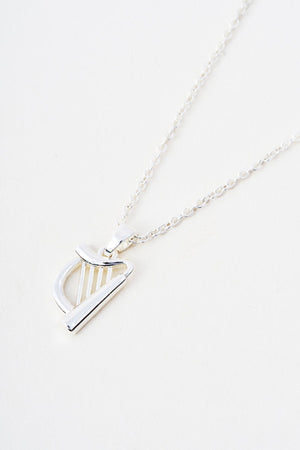 Carraig Donn Silver Harp Pendant Necklace