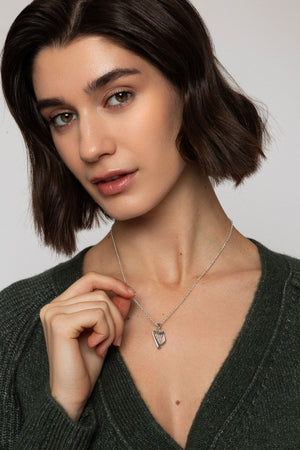 Carraig Donn Silver Harp Pendant Necklace