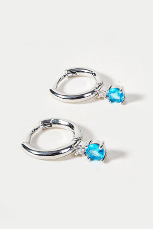 Carraig Donn Silver Hoop Earrings With Blue Stone
