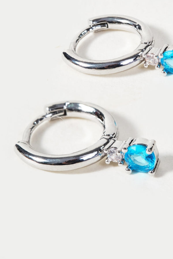 Carraig Donn Silver Hoop Earrings With Blue Stone