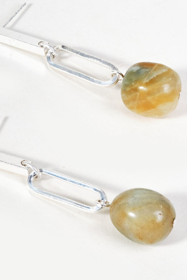 Carraig Donn Silver Link Bead Drop Earrings