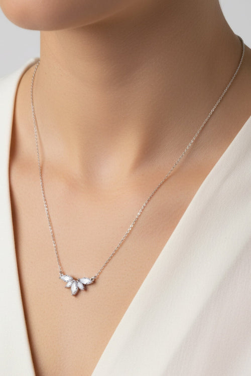 Silver Marquise Cluster Necklace