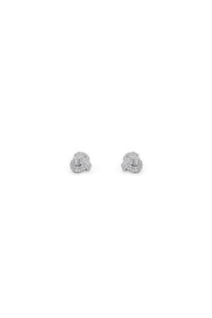 Carraig Donn Silver Pave Knot Earrings