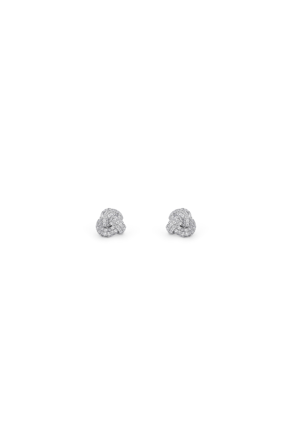 Carraig Donn Silver Pave Knot Earrings