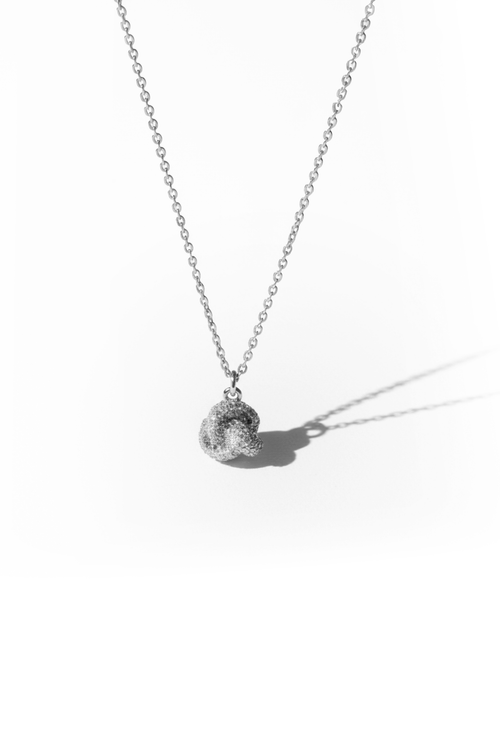 Silver Pave Knot Pendant Necklace