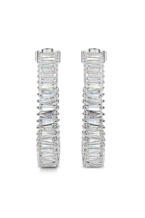 Carraig Donn Silver Plated Baguette CZ Hoop Earrings