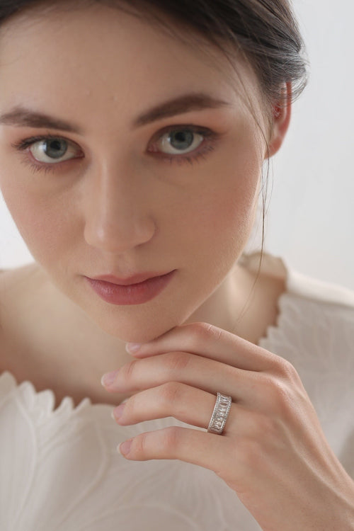 Silver Plated Baguette CZ Ring