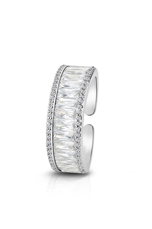 Carraig Donn Silver Plated Baguette CZ Ring