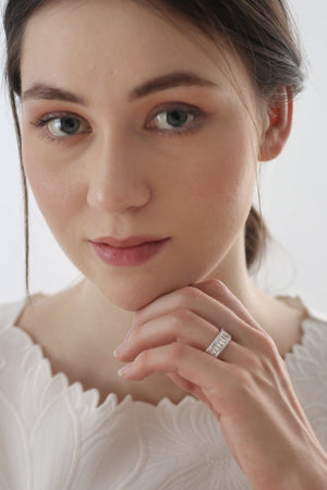Carraig Donn Silver Plated Baguette CZ Ring